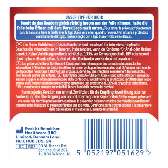 Durex Feel Thin - Ultra Sensation Condoms (3-pack)