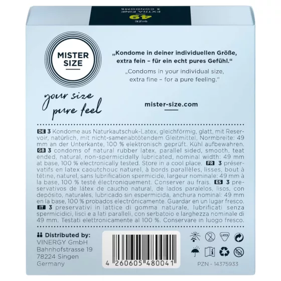 Mister Size Ultra-Thin Condoms - 49mm (3-Pack)