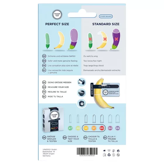 Mister Size Condom Test Pack with Size Guide - 3 Pieces