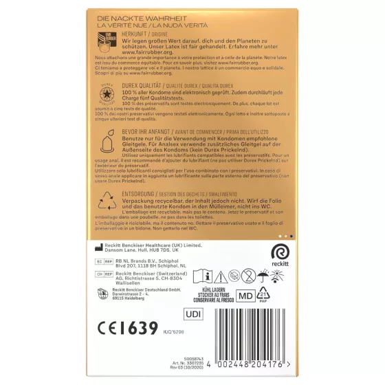 Durex Intimate - Extra Lubricated Condoms (10-pack)
