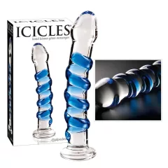 Icicles No. 5 - Spiral Glass Dildo (Clear-Blue)