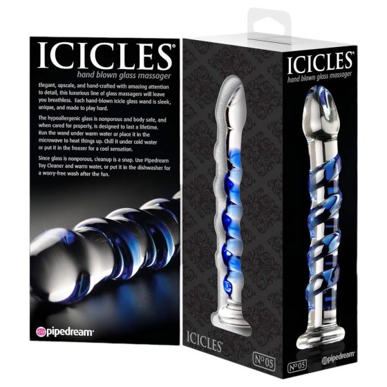 Icicles No. 5 - Spiral Glass Dildo (Clear-Blue)