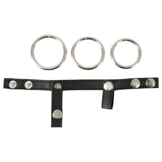 Bad Kitty - Leather Scrotum and Penis Ring (Black)