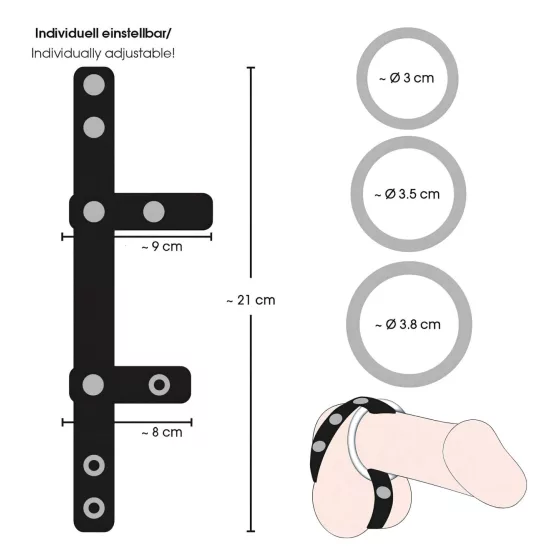 Bad Kitty - Leather Scrotum and Penis Ring (Black)