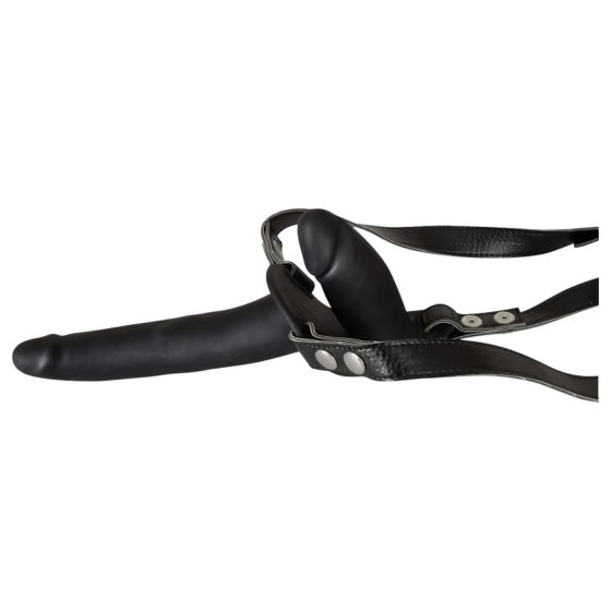 You2Toys - Black Silicone Strap-On Duo Dildo