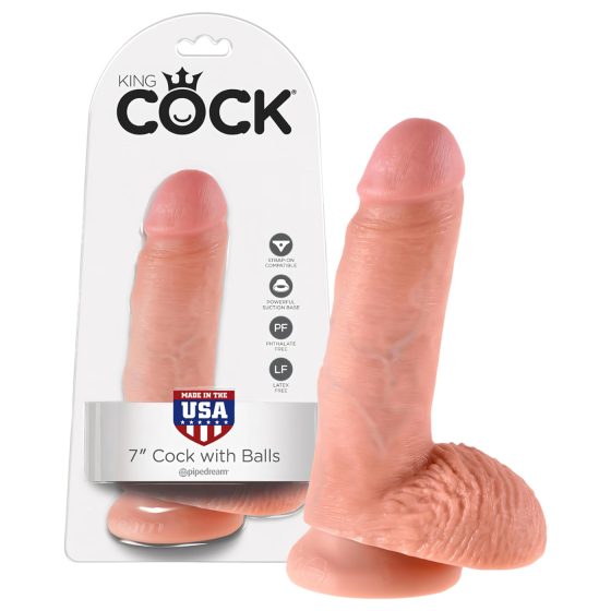 King Cock 7 Realistic Dildo with Balls (18 cm) - Flesh Tone"