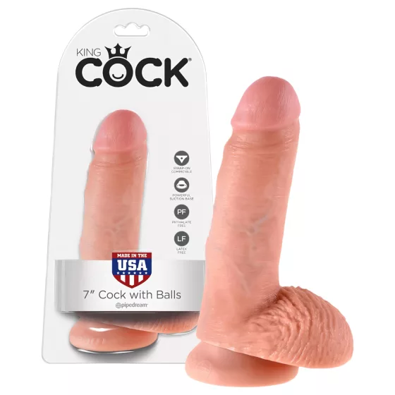 King Cock 7 Realistic Dildo with Balls (18 cm) - Flesh Tone"