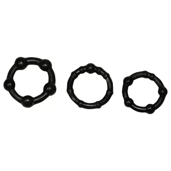 You2Toys - Stay Strong! Black Penis Ring Set (3 pieces)