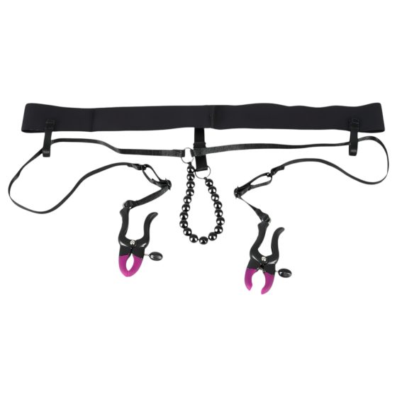 Bad Kitty Intimate Spreader Clip with Panty - Purple/Black (S-L)