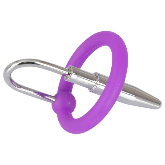 Silicone Tapered Urethral Plug with Glans Ring (Purple-Silver)
