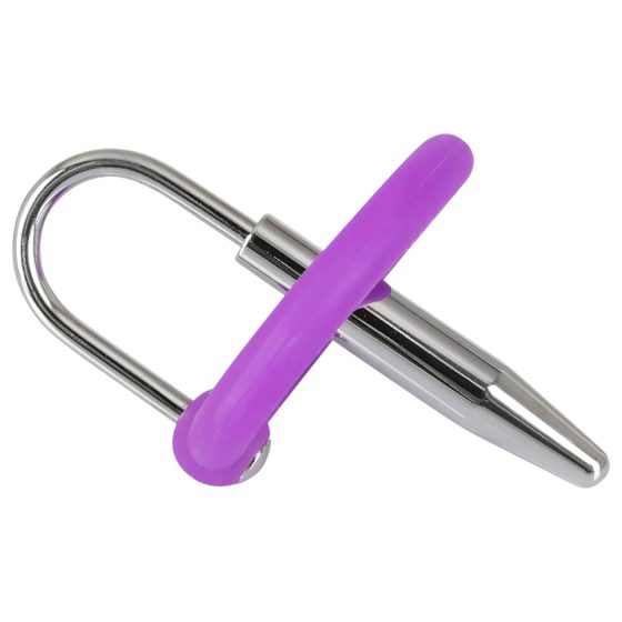 Silicone Tapered Urethral Plug with Glans Ring (Purple-Silver)