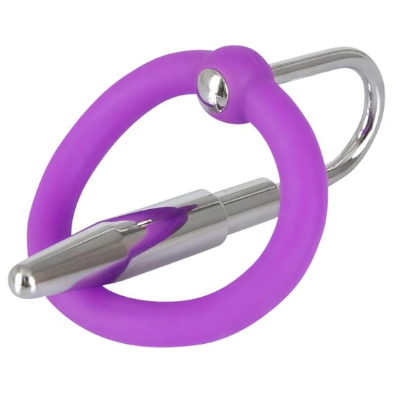 Silicone Tapered Urethral Plug with Glans Ring (Purple-Silver)