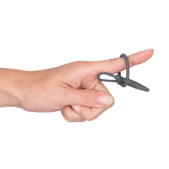 Silicone Glans Ring with Tapered Dilator (Grey)