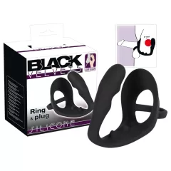 Black Velvet - Black Anal Dildo with Penis & Testicle Ring