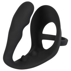 Black Velvet - Black Anal Dildo with Penis & Testicle Ring