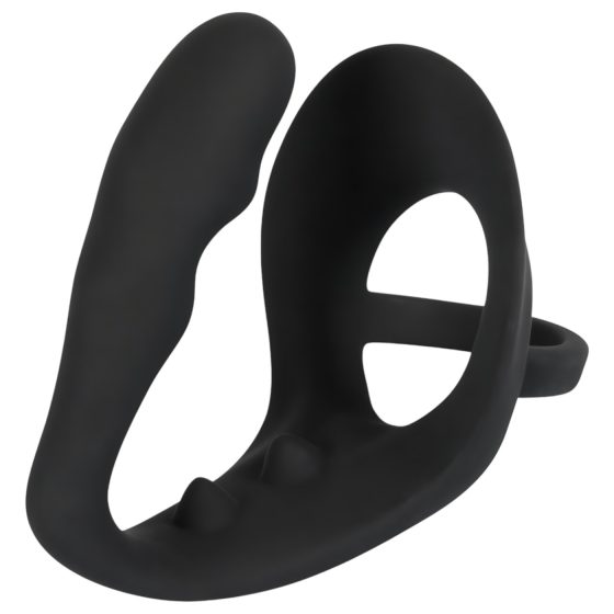 Black Velvet - Black Anal Dildo with Penis & Testicle Ring