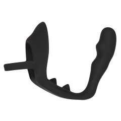   Black Velvet - wavy anal dildo with penis and testicle ring (black)