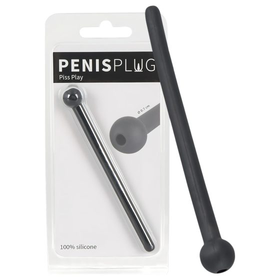Dilator Piss Play - Hollow Silicone Urethral Expander (Black)