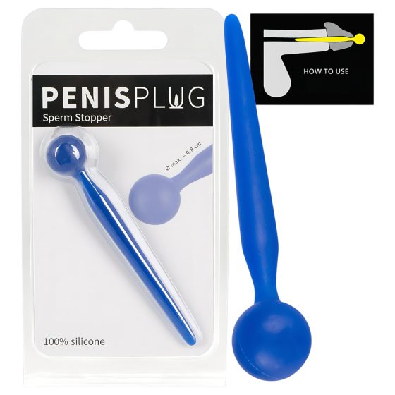 Sperm Stopper Silicone Dilator with Ball Tip (Blue)