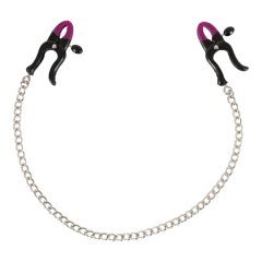 Bad Kitty - nipple clips with chain (purple-black)