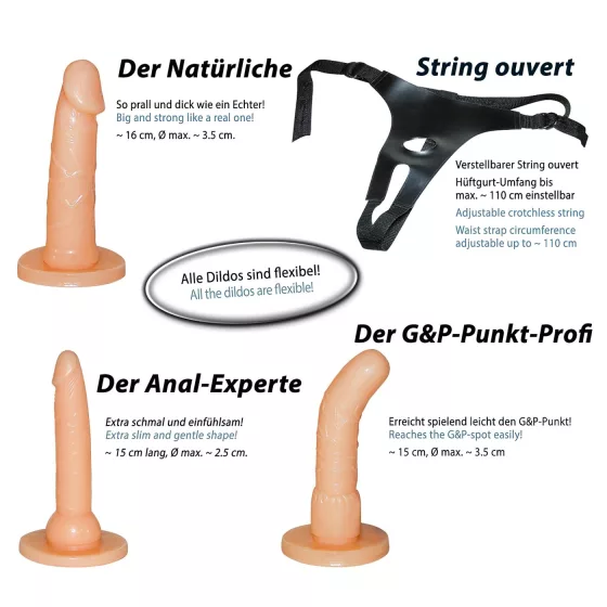 You2Toys - strap-on dildo set with harness (flesh-coloured)