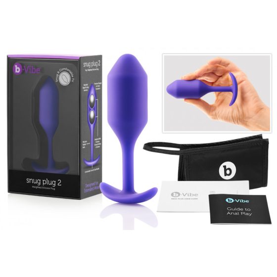 b-vibe Snug Plug 2 - double ball anal dildo (114g) - purple