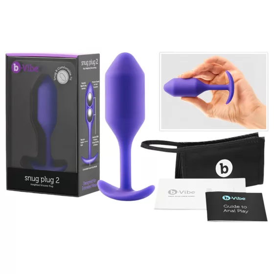 b-Vibe Snug Plug 2 - double‑ball anal plug (114 g, purple)