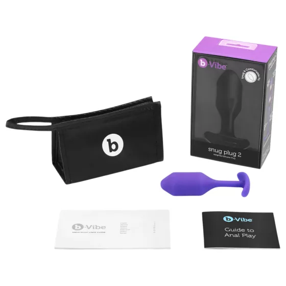 b-Vibe Snug Plug 2 - double‑ball anal plug (114 g, purple)