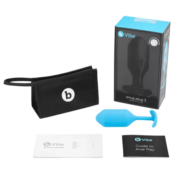 b-Vibe Snug Plug 3 - double ball butt plug (180 g, blue)
