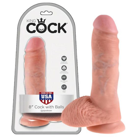 King Cock 8 Realistic Dildo with Balls (20 cm) - Natural"