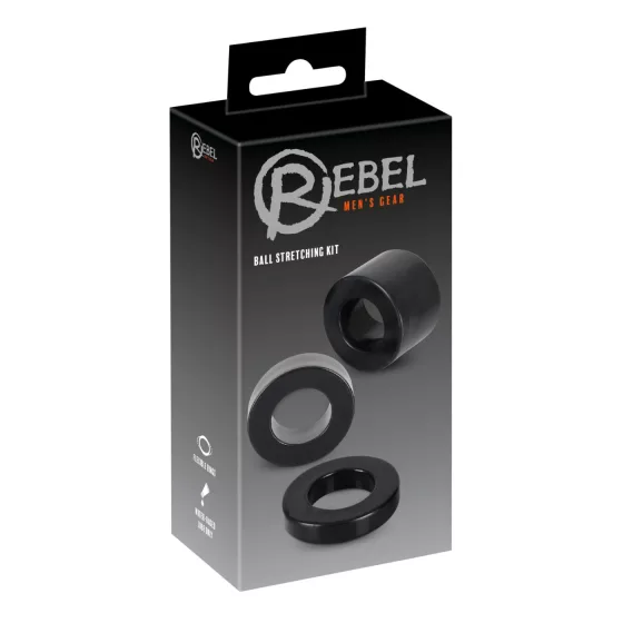 Rebel Ball - Black Penis Ring & Stretcher Set