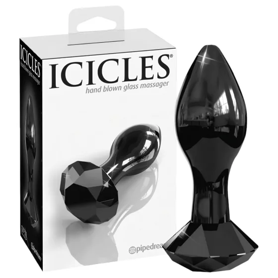Icicles No. 78 - Sleek Black Glass Anal Plug