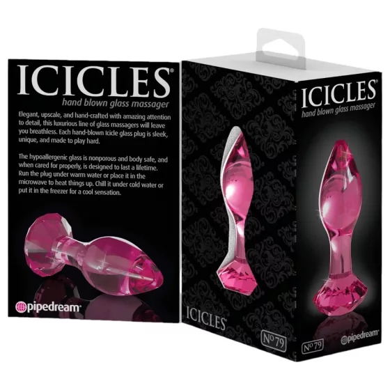 Icicles No. 79 - Pink Glass Tapered Anal Plug