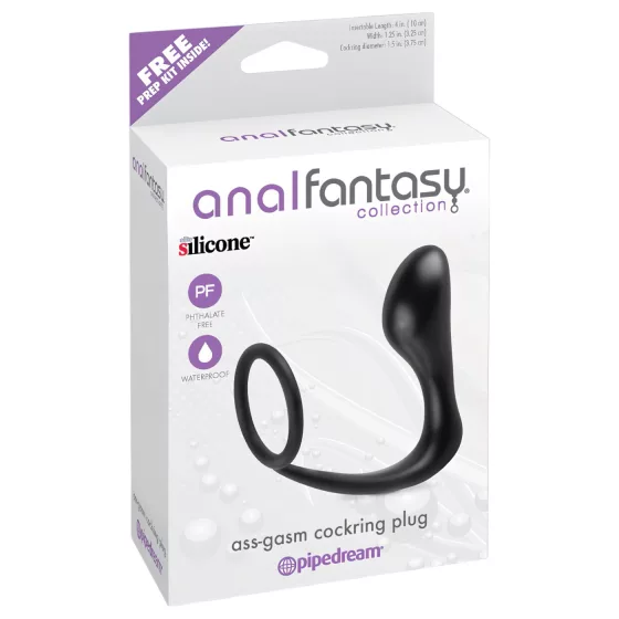 Ass-Gasm Pleasure Plug with Penis Ring (Black)