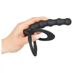   Black Velvet - Prostate and Penis Ring with Anal Dildo (Black)