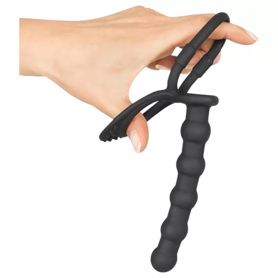 Black Velvet - Prostate and Penis Ring with Anal Dildo (Black)