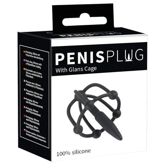 Silicone Glans Cage with Urethral Cone (Black)
