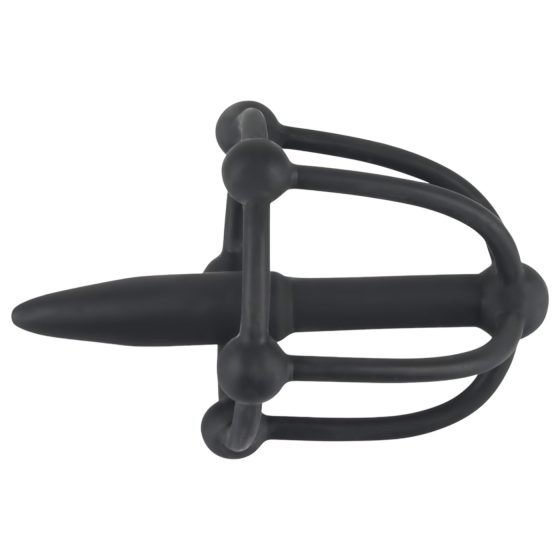 Silicone Glans Cage with Dilator (Black)