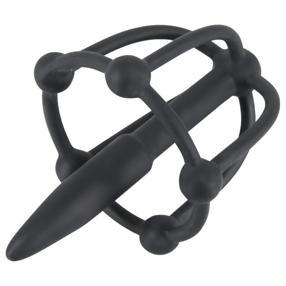 Silicone Glans Cage with Urethral Cone (Black)