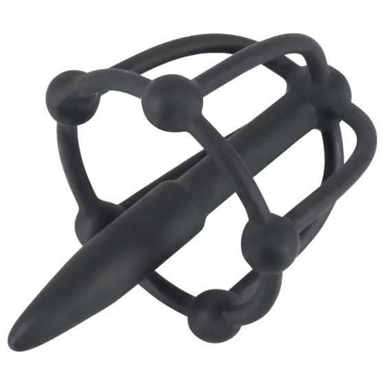 Silicone Glans Cage with Dilator (Black)