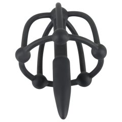 Silicone Glans Cage with Urethral Cone (Black)