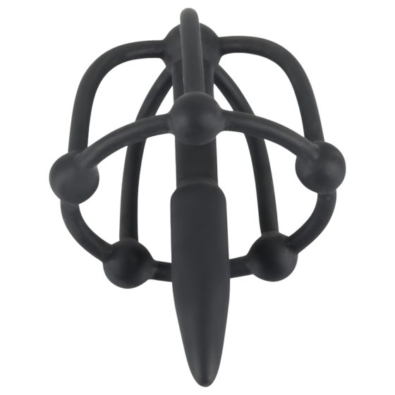 Silicone Glans Cage with Urethral Cone (Black)
