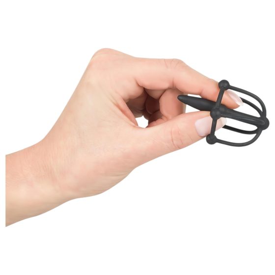 Silicone Glans Cage with Urethral Cone (Black)