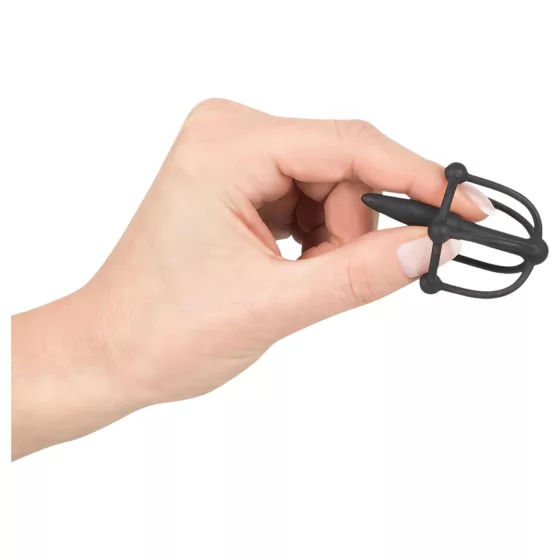 Silicone Glans Cage with Dilator (Black)