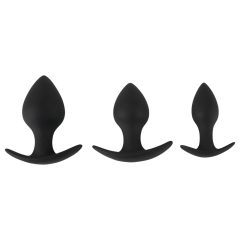 Black Velvet - silicone anal plug set (3-piece) - black
