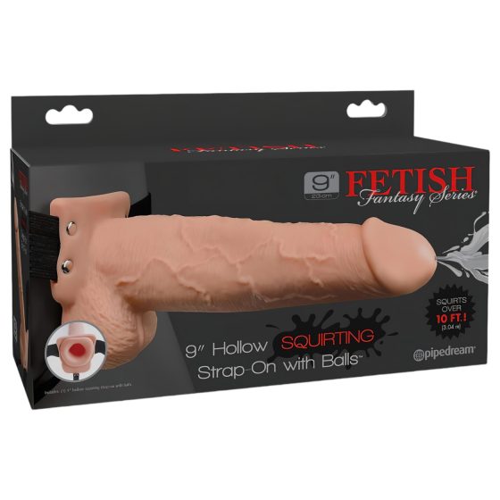 Fetish Strap-On 9 - Hollow, Squirting Dildo (Natural)"