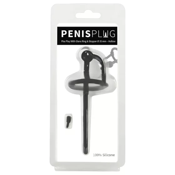 Silicone Urethral Plug with Glans Ring (0.6mm) – Black