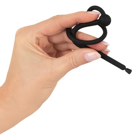 Silicone Urethral Stretcher & Glans Ring (0.6mm) - Black
