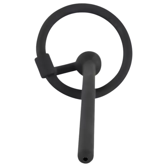 Silicone Urethral Plug with Glans Ring (0.6mm) – Black
