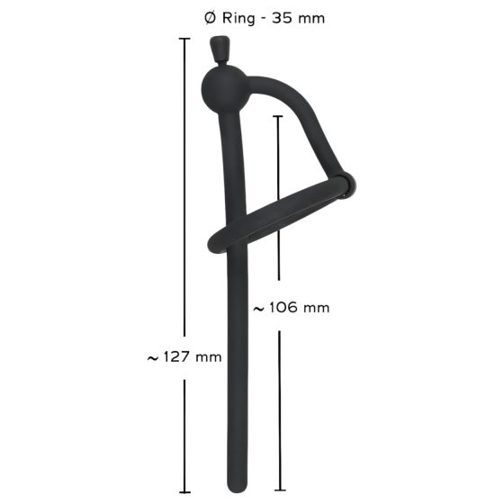 Silicone Urethral Stretcher & Glans Ring (0.6mm) - Black
